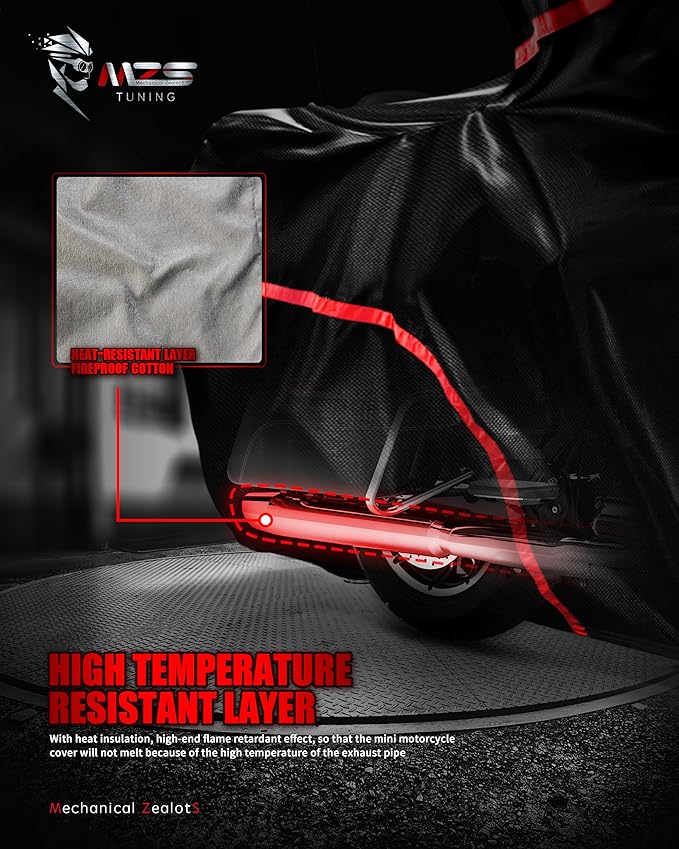 MZS Motorcycle Cover Waterproof Outdoor, 420D All Season Weather Touring Protection Cover Storage fit up to 107" Compatible With Road King Electra Street Glide Ultra Revial Heritage Vulcan Wing