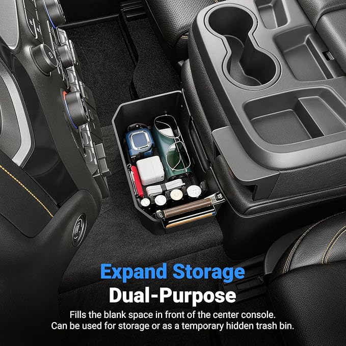 Center Console Hanging Organizer Box Compatible with 2019-2026 Chevy Silverado GMC Sierra 1500 20-26 2500HD 3500HD Console Storage Box Replacement for 2019-2026 Chevy Silverado Accessories