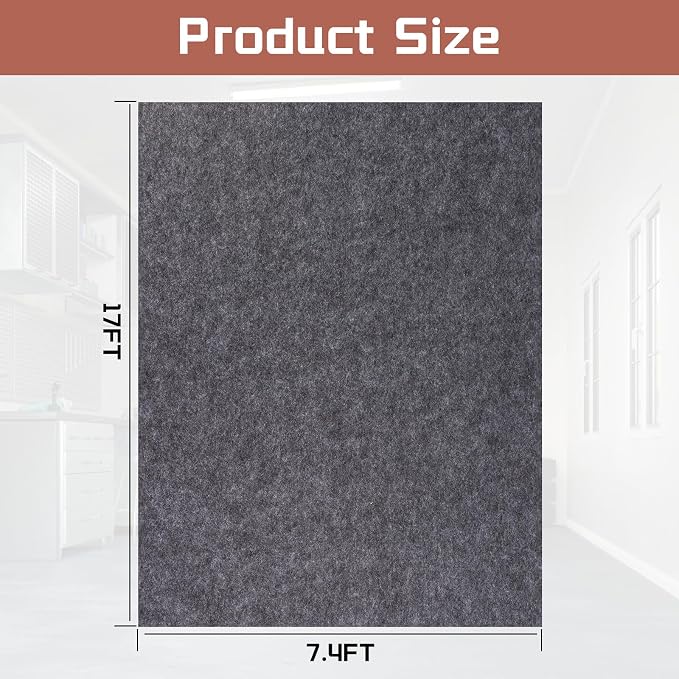 Garage Mats Oversize Garage Floor Paking Mat for Under Car, 7.4 x 17 Ft Non-Slip Gray Garage Flooring Carpets, Absorbent Oil Garage Parking Mat, Waterproof Mats