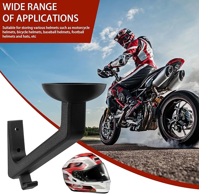 Helmet Holder, Firefighter Helmet Holder Wall Mount, Helmet Hanger for Football Helmet, Hats, Coats, Sportswear, Motorcycle Accessories for Men, Easy Installation
