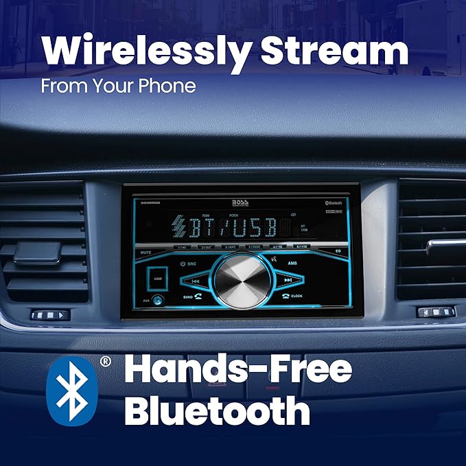 BOSS Audio Systems 820BRGB Car Stereo - Double Din, Bluetooth, No CD DVD Player, AM/FM Radio Receiver, Multi Color Illumination, Aux in, USB