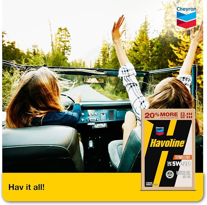 Havoline Motor Oil 5w20 Synthetic Blend Smart Change Engine Oil, 5W-20, 6 Quarts, Pack of 2