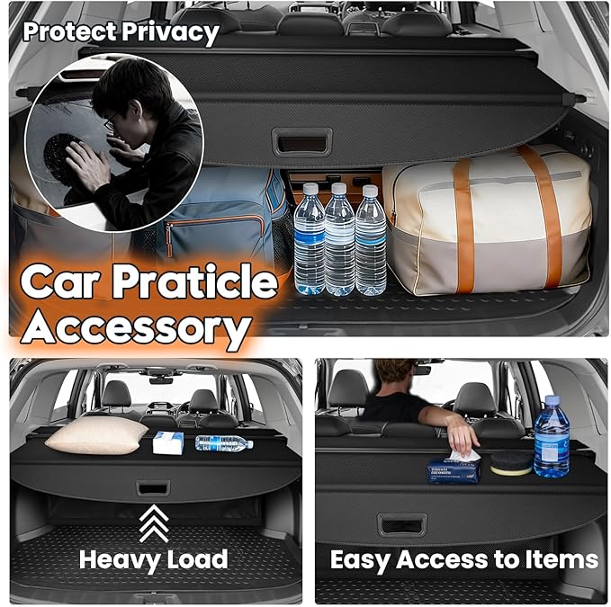 Powerty Cargo Cover for 2018-2024 Chevy Equinox/GMC Terrain Accessories, Trunk Cover Retractable Trunk Shielding Shade Cargo Luggage Cover for 2018-2024 Chevy Equinox/GMC Terrain