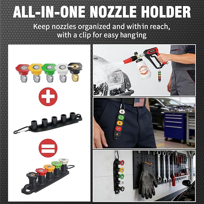 Pressure Washer Foam Cannon Gun & Sprayer Kit, Car Wash Kit, 5 Adjustable Nozzles, 1/4" Quick Connect, Fits 1000-4000 PSI, Includes Foam Sprayer & Accessories