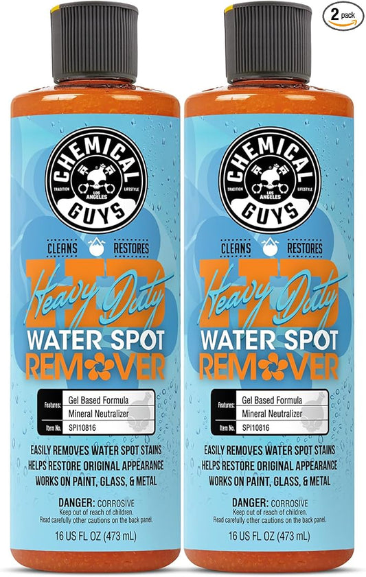 Chemical Guys Heavy Duty Water Spot Remover Gel for Paint, Glass, and Metal - Mineral and Water Spot Remover for Cars, Trucks, Motorcycles, RVs & More - 16 oz (2 pack)