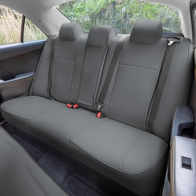 FH Group Custom Fit Seat Covers Specifically Made for 2012-2017 Toyota Camry LE | SE | XSE | XLE - Faux Leather, Waterproof Car Seat Cover, Rear Set Solid Gray