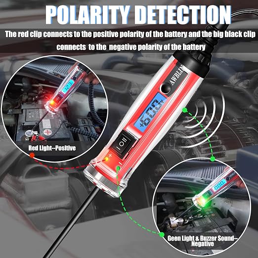 AWBLIN Automotive Test Light 3-72V DC Digital Light Tester with Voltmeter, Heavy Duty Auto Ciruit Tester with LCD Backlight Display and Power Circuit Probe Tester