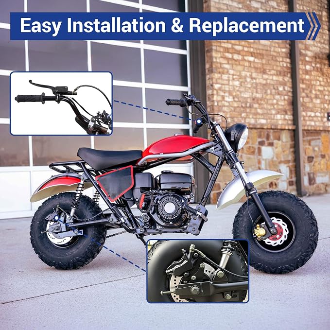 Mini Bike Rear Hydraulic Brake Kit Compatible with Trailmaster Hurricane 200x MB200-2 196cc 6.5hp 6hp Minibike with Brake Caliper 7/8" Left Master Cylinder Hardware Parts