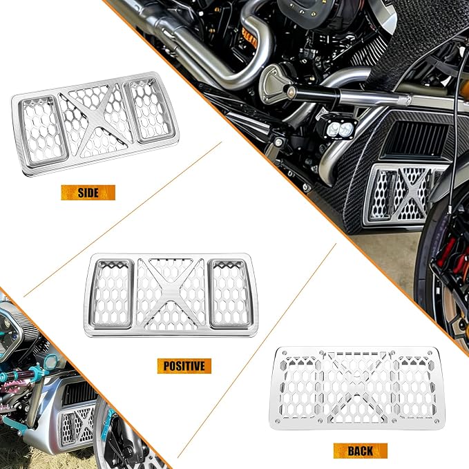 Radiator Guard Grille Oil Cooler Cover Fit For Harley Touring Road King Street Glide Electra Glide Ultra Limited 2023.5-2025 Silver
