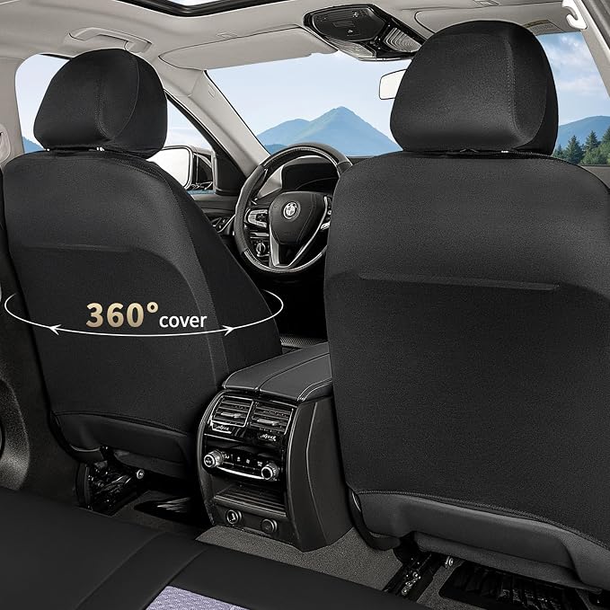 FLORICH Purple Seat Covers for Cars Front Seats Cover Mesh Leather Car Seat Covers Automotive Comfort & Protection Airbag-Compatible Spill-Proof Interior Cover Fit for Most Car SUV Truck, Black&Purple