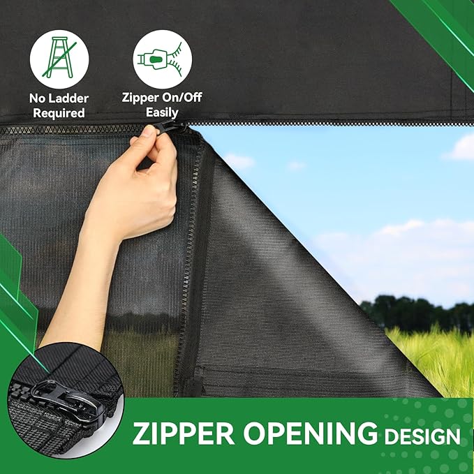 RV Awning Shade Screen with Zipper 9' x 10'3'', 600D Oxford Top + Mesh Bottom, RV Sun Shade Screen for Awning, RV Shade Complete Kits for Trailer Camper