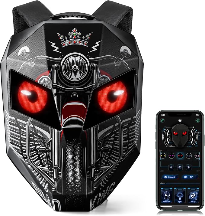Gelrova Motorcycle Backpack with LED Eyes, MultiColor