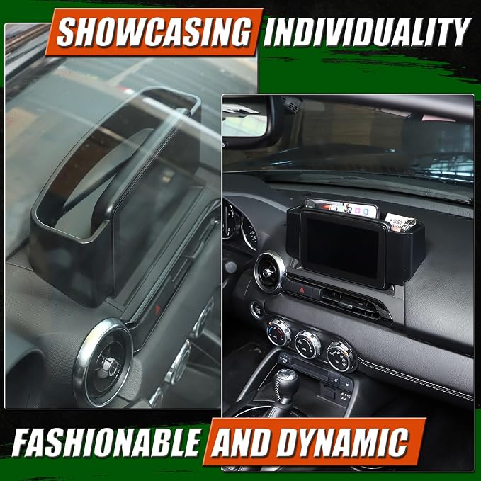 Center Console Organizer Tray Compatible with Mazda MX-5 2016-2023 Accessories, Car Navigation Screen Back Storage Box, Insert Storage Box Auxiliary Storage Tray, Black (Fit L-Peptide Car)