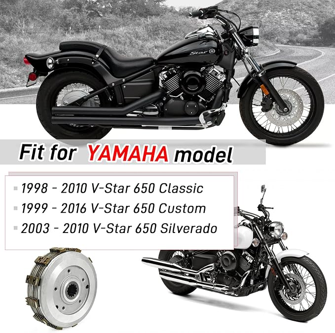 Clutch & Gasket Kit Compatible with Yamaha V Star 650 XVS650 1998-2016