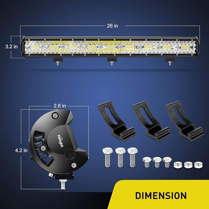 Nilight Led Light Bar 26Inch 540W Triple Row 50000LM Flood Spot Combo Off Road Driving Lights with 14AWG Heavy Duty Wiring Harness for Boat Truck Jeep UTV ATV Car, 2 Years Warranty