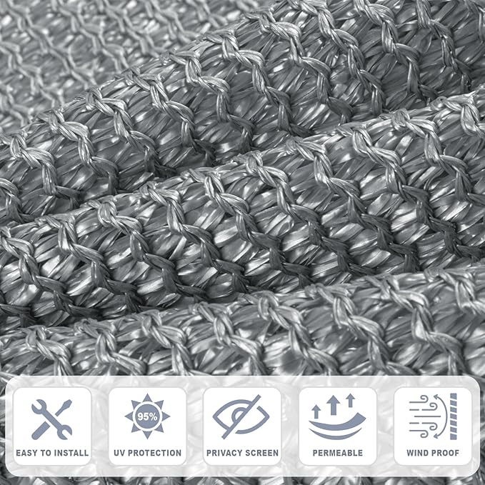 Cool Area Sun Shade Cloth with Grommets 4×12 FT Shade Panel Shade Tarp Screen Fabic for Outdoor Patio Pergola Cover Deck Garden, Silver Grey (Customized)