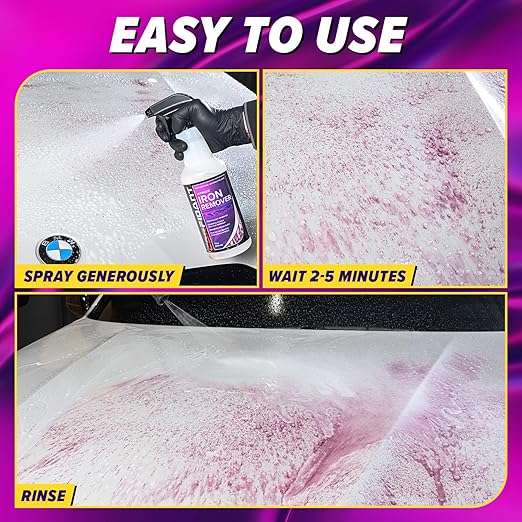 Iron Remover Car Detailing – Iron Decon Spray, Pulls Out Brake Dust, Rust & Fallout - Contaminant Removal for Car Paint & Wheels, pH Neutral Formula - 128 fl. oz.