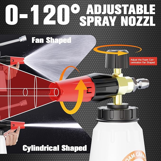 Pressure Washer Foam Cannon Gun & Sprayer Kit, Car Wash Kit, 5 Adjustable Nozzles, 1/4" Quick Connect, Fits 1000-4000 PSI, Includes Foam Sprayer & Accessories