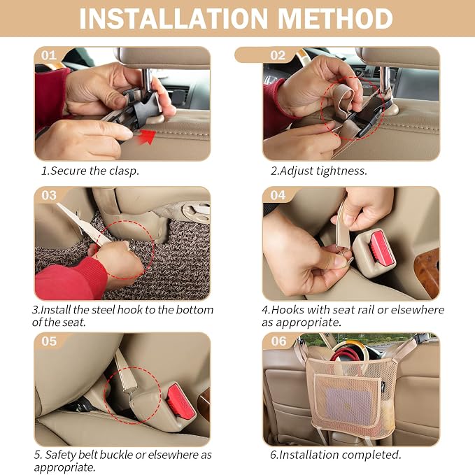 eing Car Trash Can with Lid, Mini Vehicle Garbage Organizer & Car Organizers and Storage Mesh Bag