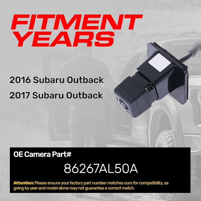 Master Tailgaters Replacement for Subaru Outback (2016-2017) Rear View Backup Camera OE Part # 86267AL50A