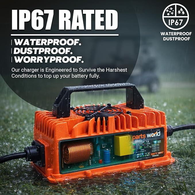 LithiumLogic™ 12V 15A LiFePO4 Charger with SB50 Anderson Plug, Accessory Wires & Temp Sensor; IP67 Waterproof with VoltRevive™ Recovery for carts, Boats, ATVs, Pallet Jacks, forklifts & scrubbers