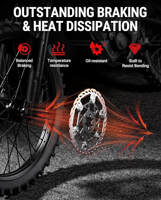 Floating Front Disc Brake Rotor(220mm),Aircraft Aluminum Core,Stainless Steel MTB Brakes Rotors with 6-Hole,Thickness 2.3mm,for Talaria Sting R MX3,MX4,Light Bee X,Segway X160/X260 (Front)