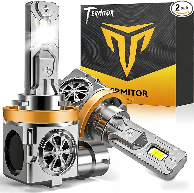 Termitor 2026 Latest H11 LED Bulbs, 1000% Brightness, CANBUS Ready No Flickering, Real 1:1 H9 Bulb Size, 70K+ Hours Lifespan, 6500K Cool White Driving & Fog Lights, Plug N Play, Pack of 2