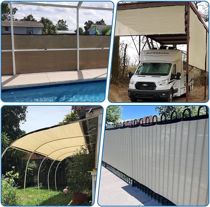 TANG 6' x 50' Privacy Fence Screen Black Shade Cloth with Grommets, Chain Link Fence Panels Outdoor Mesh Fabric Fencing, Balcony Windscreen Cover,Temporary Garden Fencing for Yard Deck Pool
