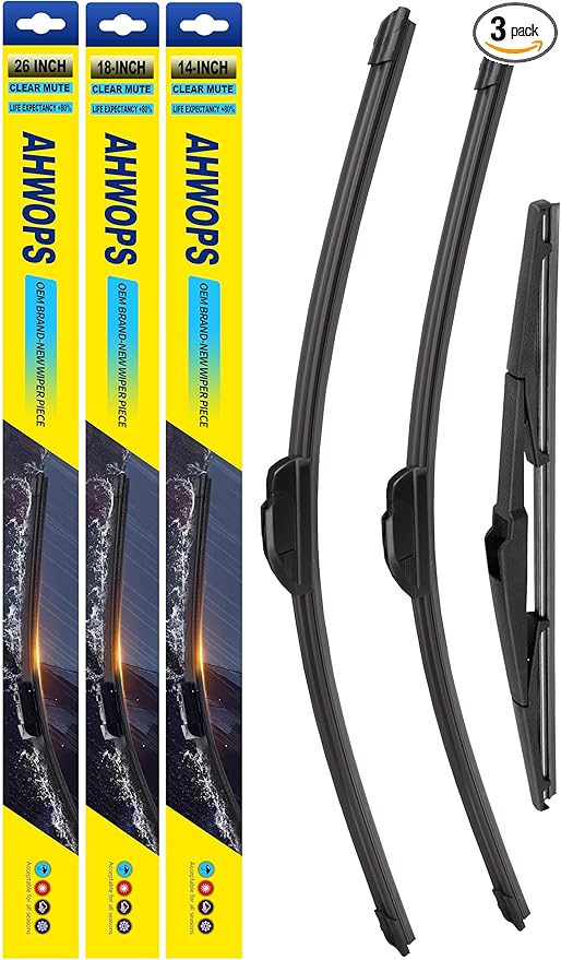 3 Wiper Front and Rear Wiper Blades for 2014-2021 Jeep Cherokee, OE Original Style (26″/18″ Front/14″ Rear) For My Car