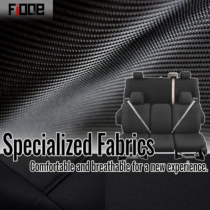 Heavy-Duty Knit Seat Covers for Ford F150 XLT Super Cab 2004 2005 2006 2007 2008 Front & Rear Bench Durable Fabric Protection-Black