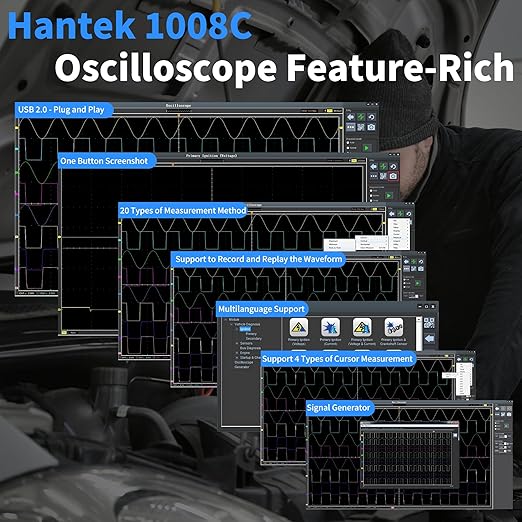 Hantek 1008C+HT201+HT30A+HT307 PC USB 8CH Automotive Diagnostic Digital Oscilloscope/DAQ/Programmable Generator