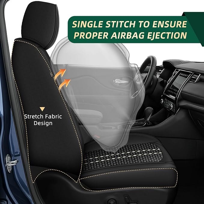 Fit for Ford Explorer 2004-2024 2025 2026 Front Seats Ice Silk Seat Covers (Front Seat, Black)