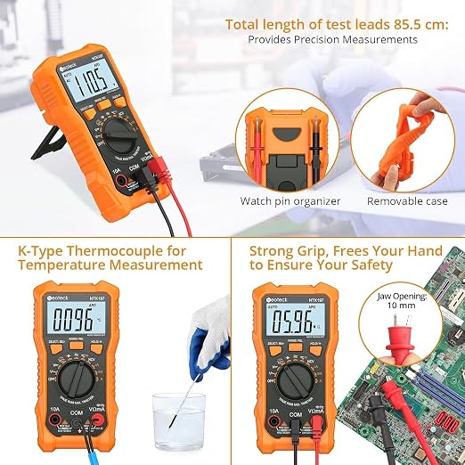 Neoteck 2000 Counts Digital Multimeter Voltmeter Tester with NCV, LCD for AC/DC Voltage&Current, Resistance, Capacitance, Live Wire, Frequency, Temperature, Duty Cycle, Continuity, Diode Measuring | NCV Multi Tester for resistance, capacitance, live wi...