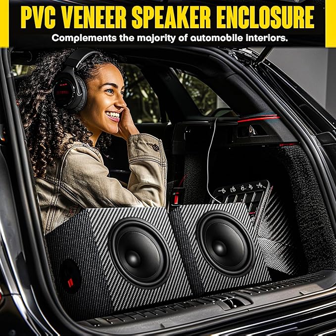 5" Wooden Speaker Enclosure, American Sound Connection Car Audio Empty Enclosure for Speakers to Enhance Sound & Bass, Ported Subwoofer Box w/Sound-Absorbing Cotton & Speaker Spikes Pad Mat