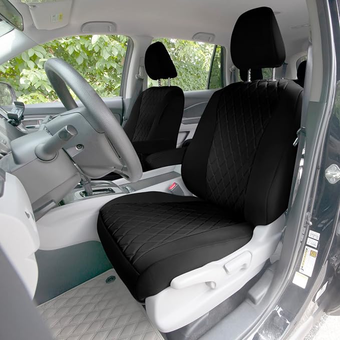 FH Group Custom Fit Car Seat Covers Specifically Made for 2016–2022 Honda Pilot, Front Set Black Ultraflex Neoprene, Waterproof Car Seat Cover, Honda Accessories