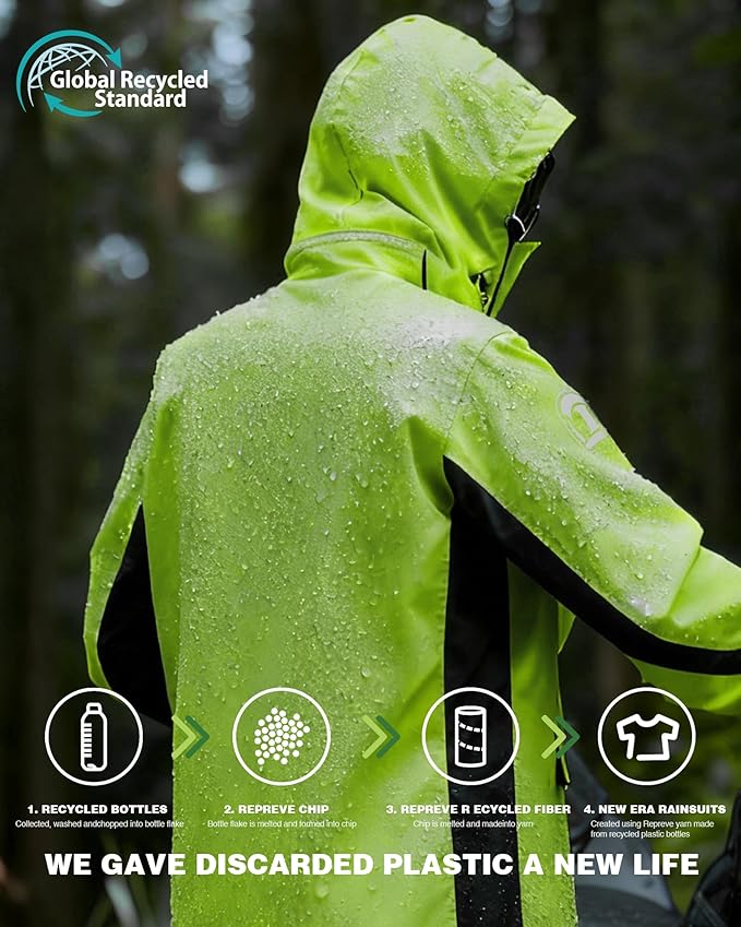 IRON JIA'S Rain Suit, Motorcycle Rain Gear for Men & Women, Waterproof Jacket and Pants, Breathable Reflective Raincoat for Farm Fishing Golf (Green L)