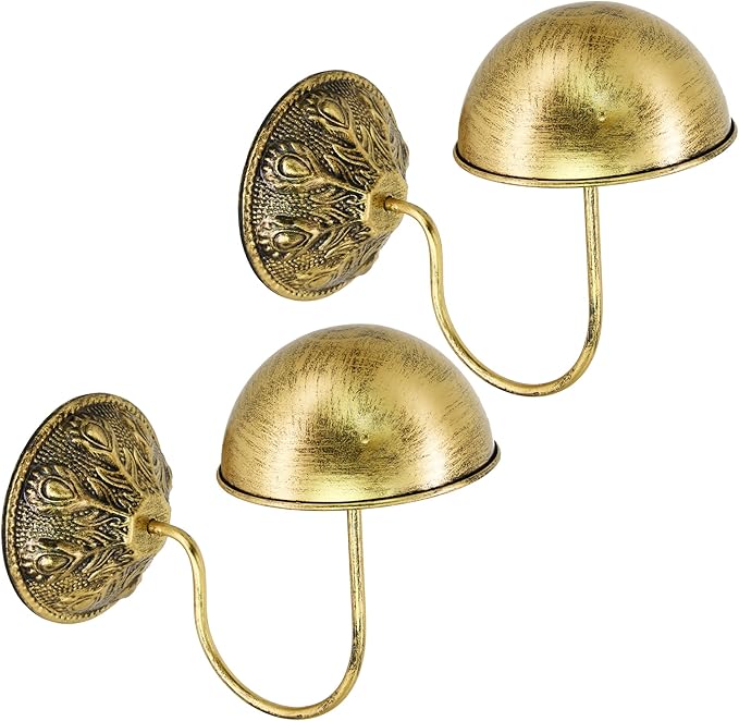 Owlgift Wall Mount Hat Racks Set of 2 - Vintage Gold Iron Hat Holders - Heavy Duty Wall Mounted Display Stand for Baseball Caps, Fedoras & Wigs - Rustic Decorative Closet Storage Organizer