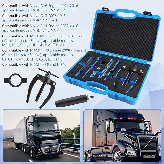 Injector Sleeve, Cup & Nozzle Tool Kit – Fits D11 D13 D16 FM12 & MP7 MP8 MP10 Engines – Replaces 88800387, 88800196, 9986174