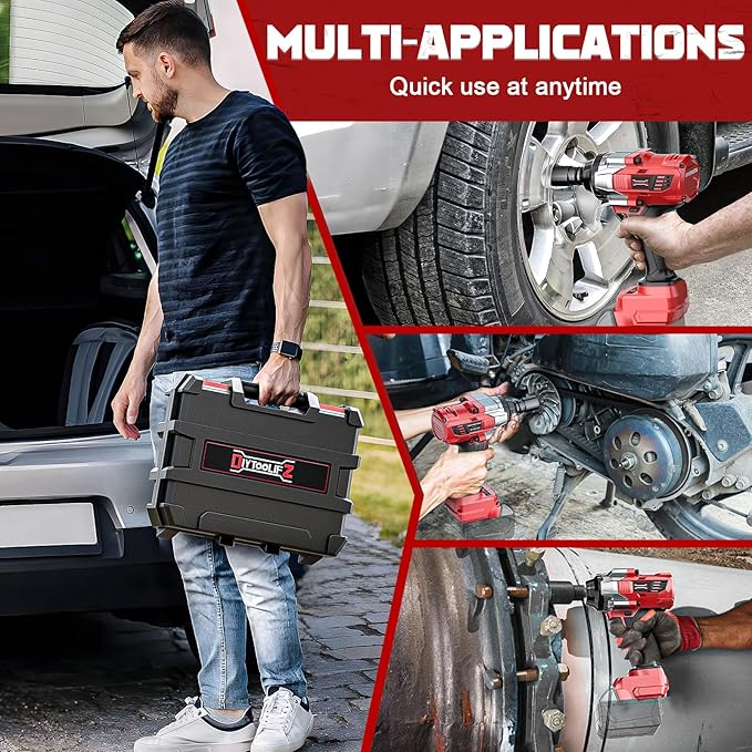 DIYtoolifz Cordless Impact Wrench 1/2 inch Compatible with Milwaukee 18V Battery, 1000 FT-LBS(1360N.m) Electric Impact Gun, High Torque Power Impact Driver with 6Pcs Sockets & Storage Case (Tool Only)