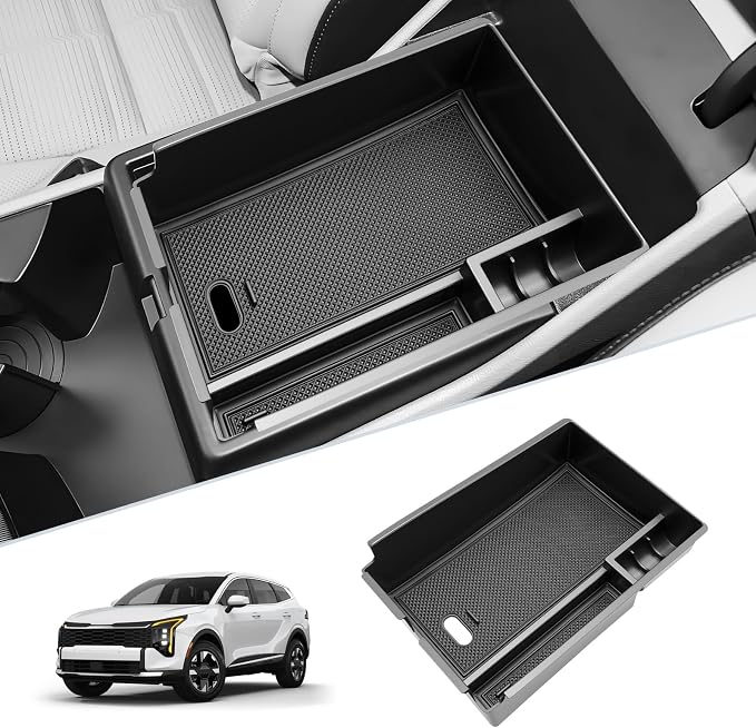SKTU for 2026 Kia Sportage Center Console Organizer for 2026+ Kia Sportage (LX/EX/X-Line/SX/SX Prestige/X-Pro Prestige) Console Tray Kia Sportage 2026 Accessories ABS Insert Armrest Storage Box