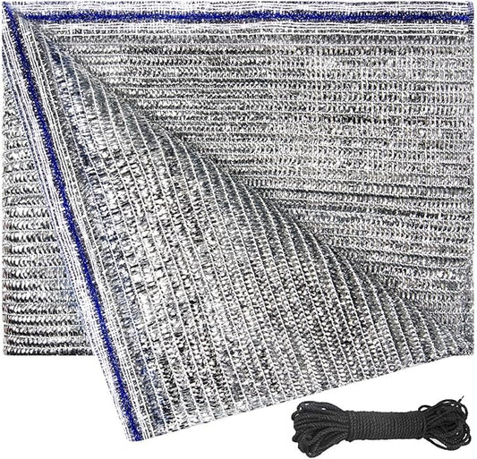 70% Aluminum Foil Shade Cloth Mesh No Grommets Silver Tarps Fabric Privacy Screen Pet Shade Car Cover Patio Garden Pergola Cover Canopy, Aluminum Shade Net Without Grommets, 13 FT x 13 FT