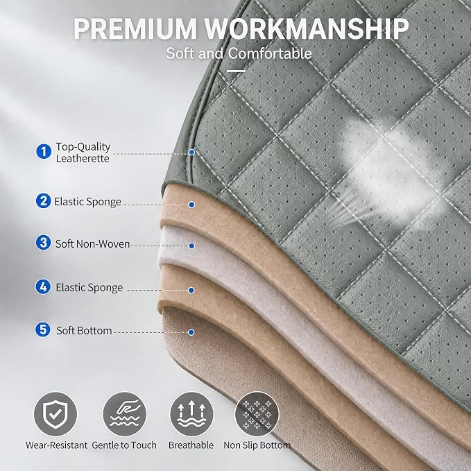 Fit Escape Car Seat Covers for Ford Escape 2001-2025 2026 - Luxury Leather, Anti-Slip, All-Weather, Waterproof & Breathable, Airbag Compatible, 2 Front Seats Only (Gray)