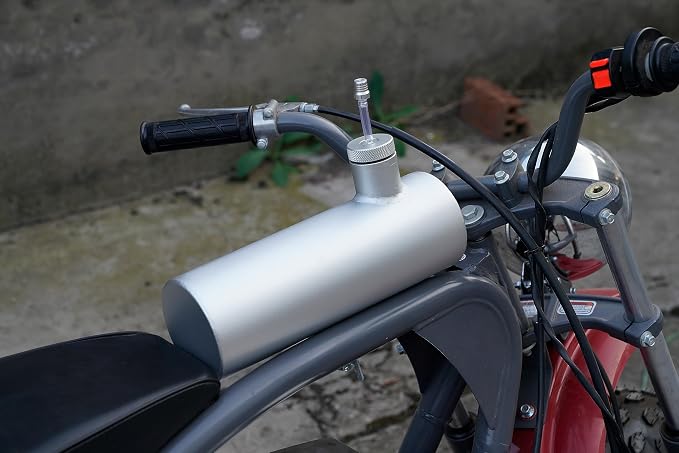 JMCHstore Aluminum Mini bike Gas Fuel Tank Cylinder 4x11'' for Coleman Baja Montser Mega moto Predator Hemi non 212 Engine, Massimo Axis RealTree Motovox Mototec Dirt Gas Bike, Go Kart Parts (Silver)