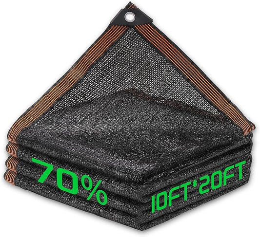 70% Shade Cloth, 10FTx20FT HDPE Mesh Tarp with Reinforced Grommets, Outdoor Sun Shade Net for Greenhouse, Plants, Garden, Pergola, Patio, Chicken Coop (10FT*20FT)
