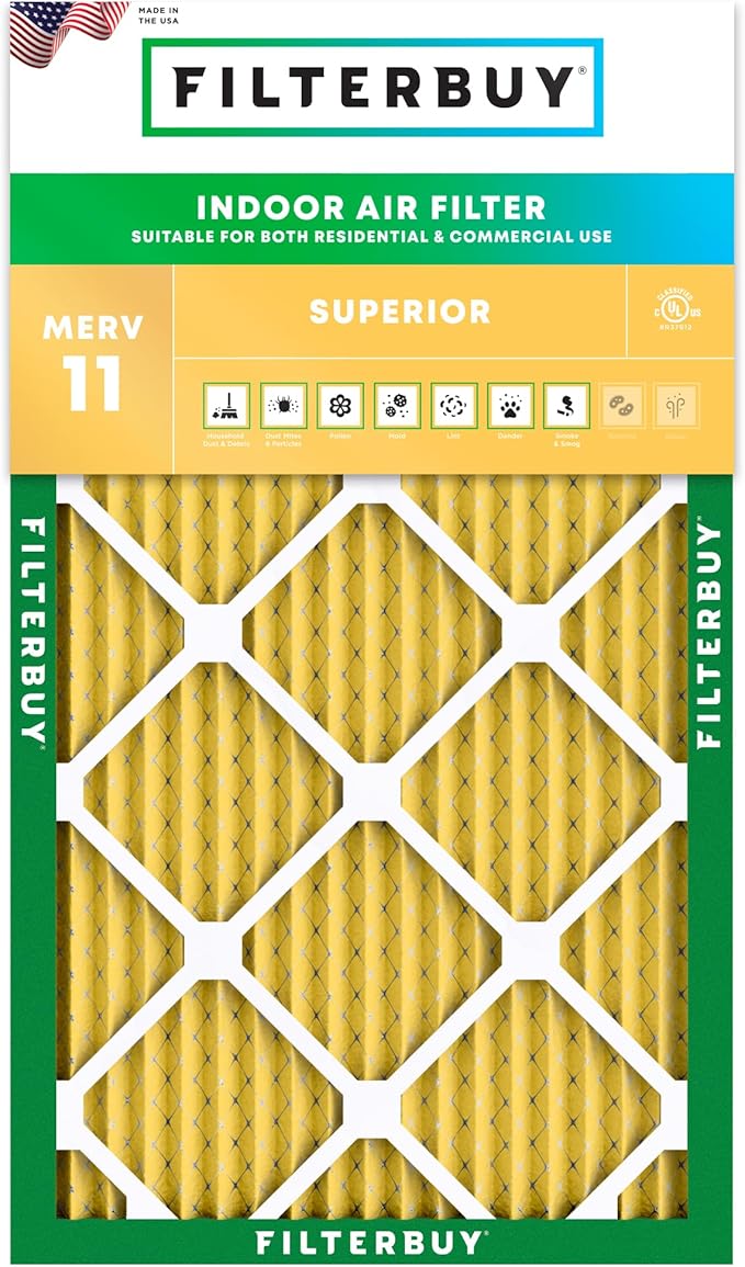 Filterbuy 18x36x1 Air Filter MERV 11 Superior Pet & Allergy Defense (1-Pack), Electrostatic Pleated HVAC AC Furnace Filters Replacement (Actual Size: 17.50 x 35.50 x 0.75)