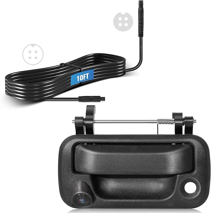 EWAY Rear Backup Camera with 10FT 4PIN Extension Cable for 2004-2016 Ford F150 F250 F350 F450 F550 Super Duty Explorer Lobo, Lincoln Mark LT Tailgate Latch Door Handle Reverse Camera RCA Connector