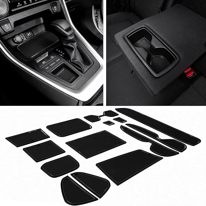 JDMCAR Custom Liners (Black Trim) and Center Console Organizer Compatible with 2022 2021 2020 2019 RAV4 Accessories