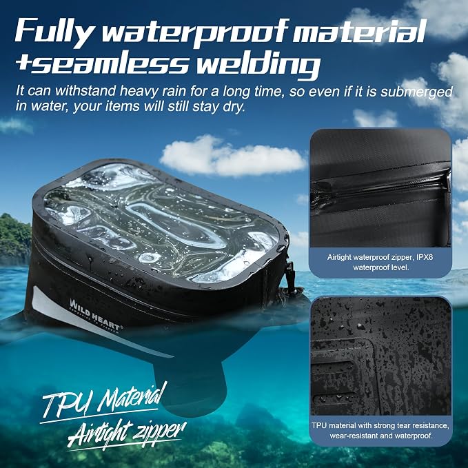 WILD HEART Motorcycle Tank Bag is Compatible with Most Motorcycle Outdoor Riding Accessories (Clear Black)