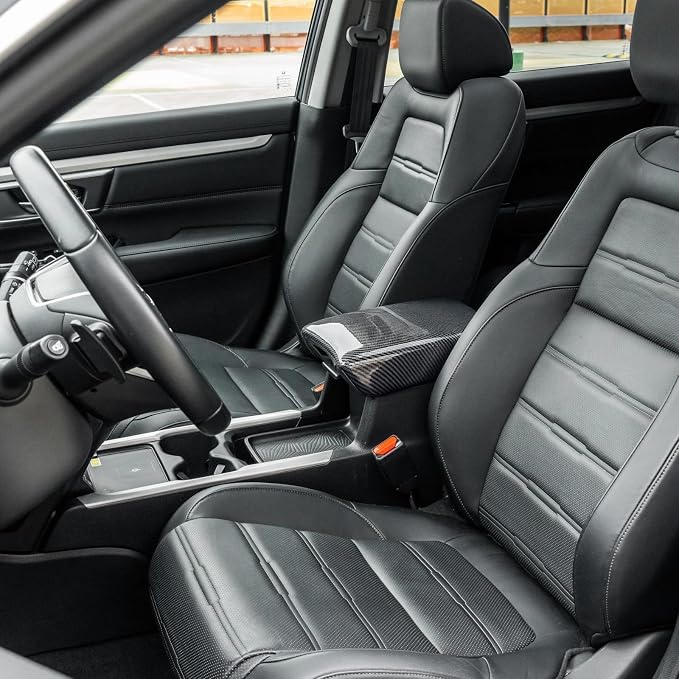 Carbon Fiber Center Console Armrest Storage Box Cover Compatible with 2017-2022 Honda CR-V CRV