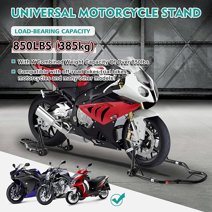 Donext Motorcycle Stand 850LB Sport Bike Front and Rear Wheel Lift Swingarm Paddock Stands Black U Visit the Donext Store